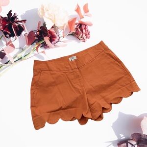 Crown & Ivy Coral Cotton shorts Scalloped Hem Coral Orange Women's Shorts